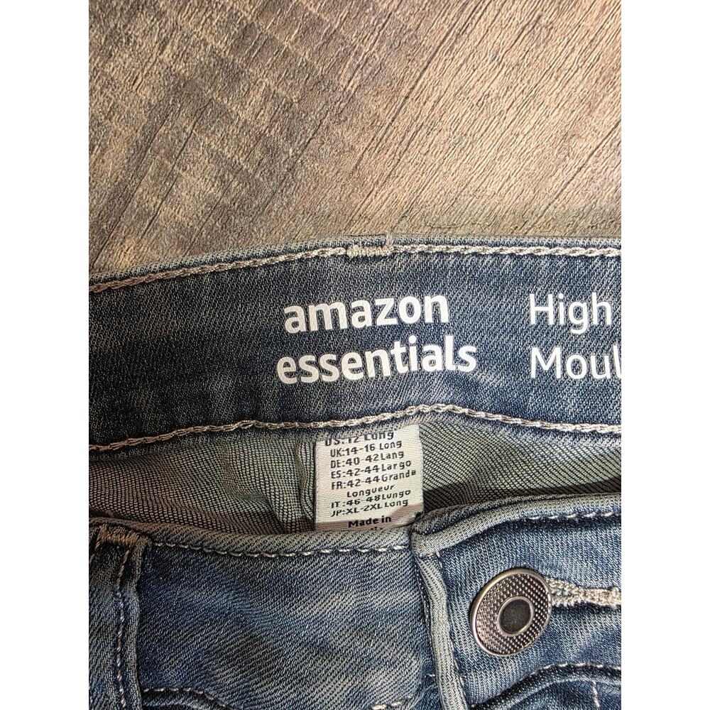 Amazon Essentials Women's Jeans 12 Long High Rise Skinny Blue Stretch Denim NWT - Picture 3 of 7